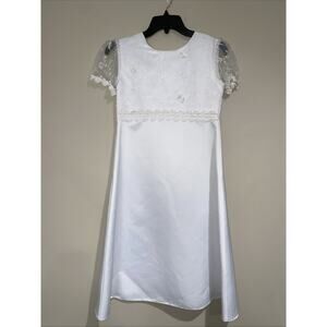 Kumudu Designs GIRL DRESS Feminine White Lace Wedding Baptism Communion Sz 10